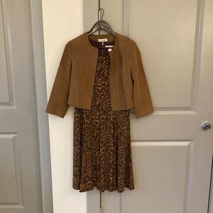 Christopher & Banks Spotted Midi Dress with Bolero Jacket